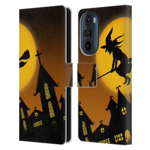 Simone Gatterwe Halloween Witch Leather Book Wallet Case Cover For Motorola Edge 30