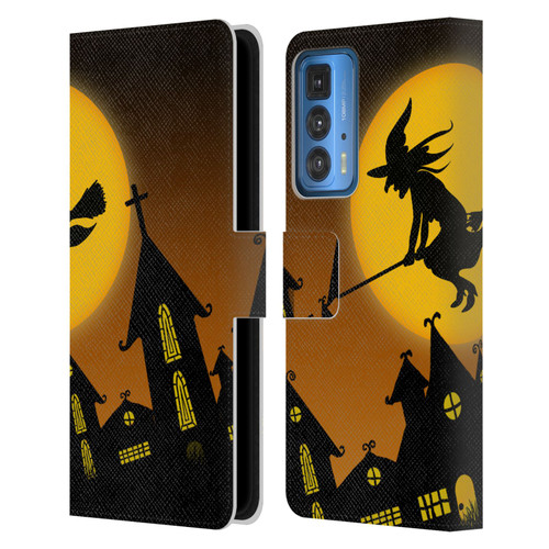 Simone Gatterwe Halloween Witch Leather Book Wallet Case Cover For Motorola Edge 20 Pro