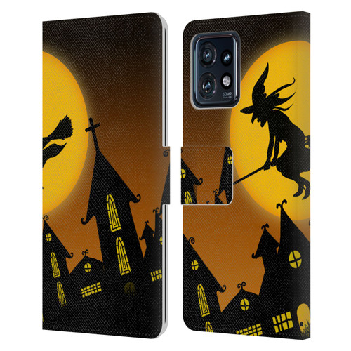 Simone Gatterwe Halloween Witch Leather Book Wallet Case Cover For Motorola Moto Edge 40 Pro