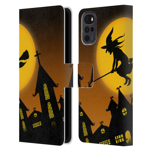 Simone Gatterwe Halloween Witch Leather Book Wallet Case Cover For Motorola Moto G22