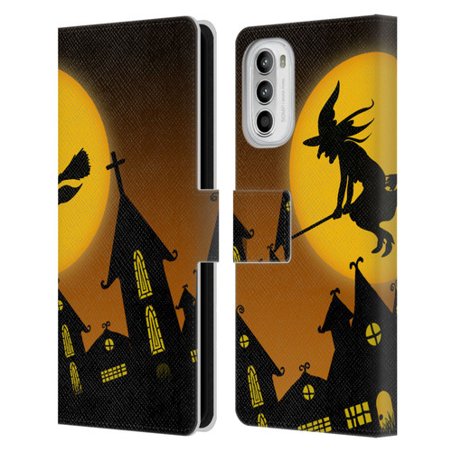 Simone Gatterwe Halloween Witch Leather Book Wallet Case Cover For Motorola Moto G52