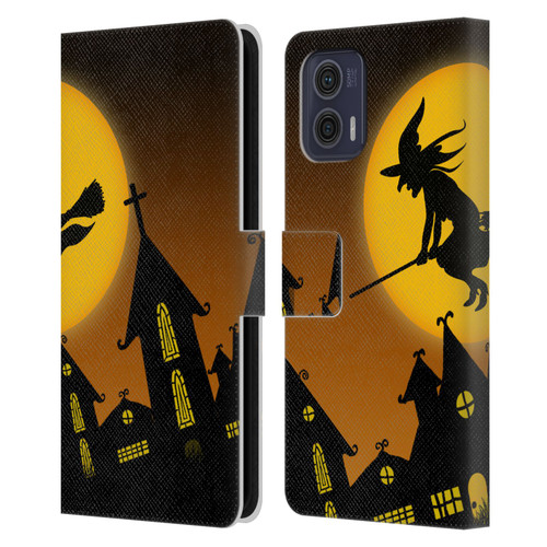 Simone Gatterwe Halloween Witch Leather Book Wallet Case Cover For Motorola Moto G73 5G