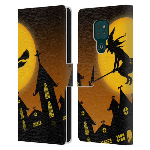 Simone Gatterwe Halloween Witch Leather Book Wallet Case Cover For Motorola Moto G9 Play