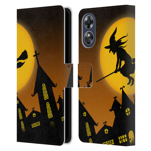 Simone Gatterwe Halloween Witch Leather Book Wallet Case Cover For OPPO A17