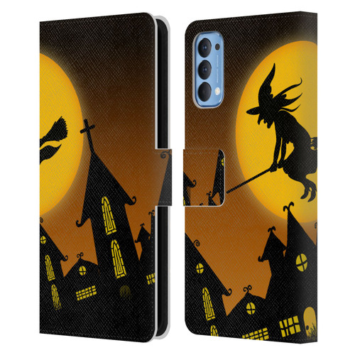 Simone Gatterwe Halloween Witch Leather Book Wallet Case Cover For OPPO Reno 4 5G