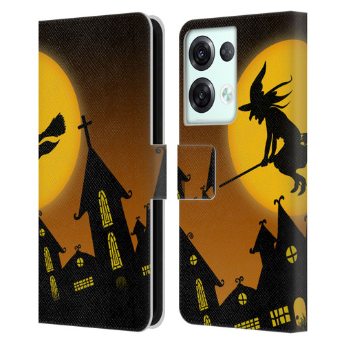 Simone Gatterwe Halloween Witch Leather Book Wallet Case Cover For OPPO Reno8 Pro