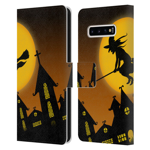 Simone Gatterwe Halloween Witch Leather Book Wallet Case Cover For Samsung Galaxy S10+ / S10 Plus