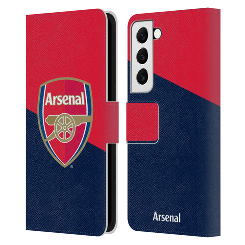Arsenal FC Crest 2 Red & Blue Logo Leather Book Wallet Case Cover For Samsung Galaxy S22 5G