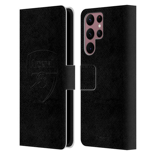 Arsenal FC Crest 2 Black Logo Leather Book Wallet Case Cover For Samsung Galaxy S22 Ultra 5G
