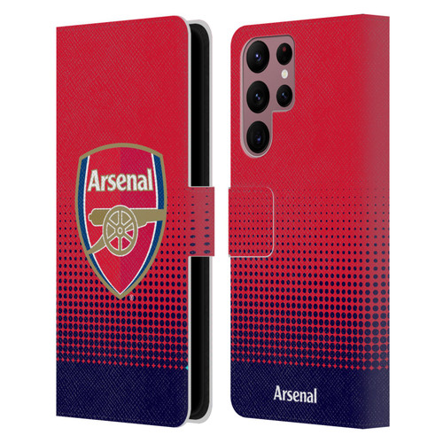 Arsenal FC Crest 2 Fade Leather Book Wallet Case Cover For Samsung Galaxy S22 Ultra 5G