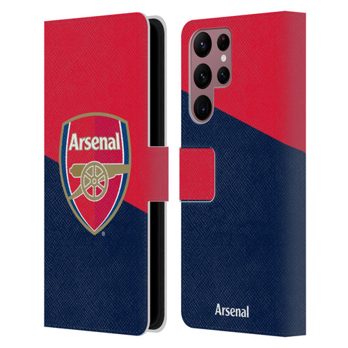 Arsenal FC Crest 2 Red & Blue Logo Leather Book Wallet Case Cover For Samsung Galaxy S22 Ultra 5G