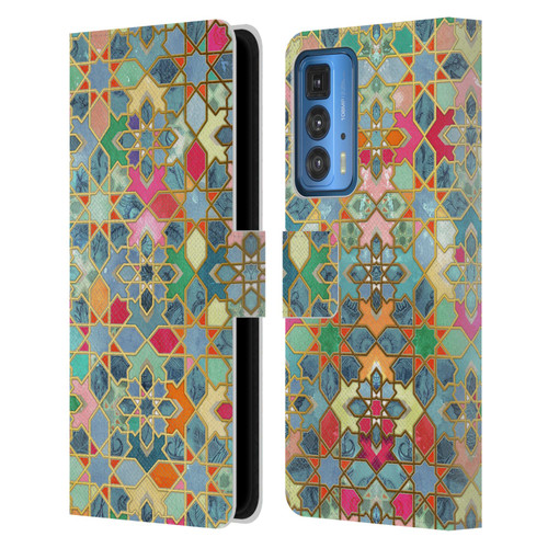 Micklyn Le Feuvre Moroccan Gilt and Glory Leather Book Wallet Case Cover For Motorola Edge 20 Pro