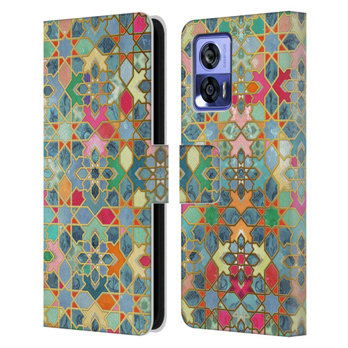 Micklyn Le Feuvre Moroccan Gilt and Glory Leather Book Wallet Case Cover For Motorola Edge 30 Neo 5G