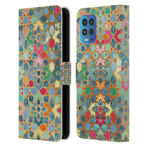 Micklyn Le Feuvre Moroccan Gilt and Glory Leather Book Wallet Case Cover For Motorola Moto G100