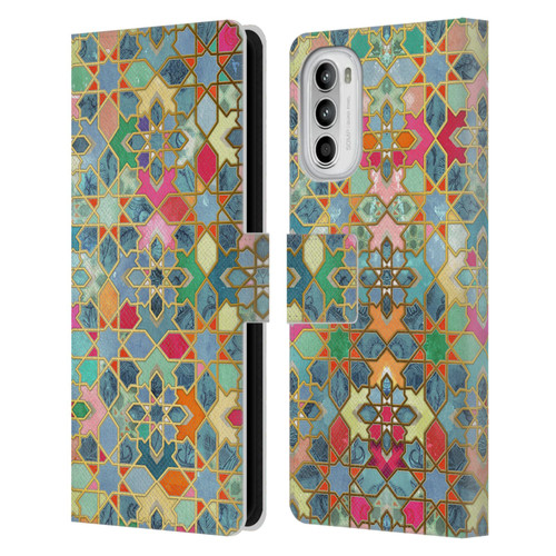 Micklyn Le Feuvre Moroccan Gilt and Glory Leather Book Wallet Case Cover For Motorola Moto G52