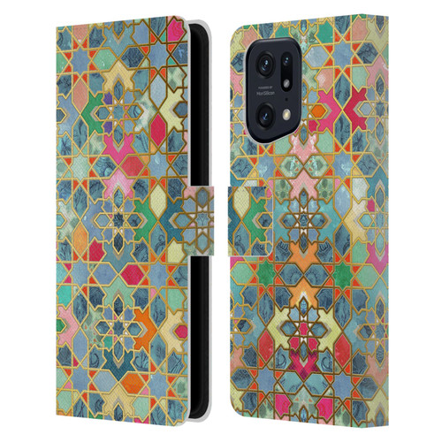 Micklyn Le Feuvre Moroccan Gilt and Glory Leather Book Wallet Case Cover For OPPO Find X5 Pro