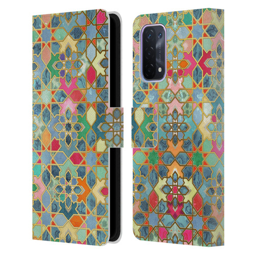 Micklyn Le Feuvre Moroccan Gilt and Glory Leather Book Wallet Case Cover For OPPO A54 5G