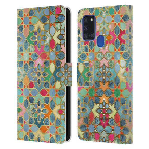 Micklyn Le Feuvre Moroccan Gilt and Glory Leather Book Wallet Case Cover For Samsung Galaxy A21s (2020)