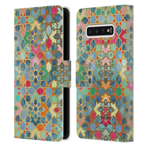 Micklyn Le Feuvre Moroccan Gilt and Glory Leather Book Wallet Case Cover For Samsung Galaxy S10