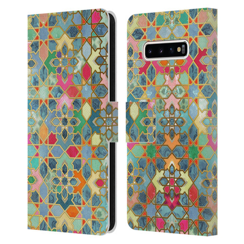 Micklyn Le Feuvre Moroccan Gilt and Glory Leather Book Wallet Case Cover For Samsung Galaxy S10+ / S10 Plus