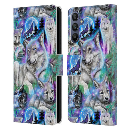 Sheena Pike Animals Daydream Galaxy Wolves Leather Book Wallet Case Cover For Samsung Galaxy A15