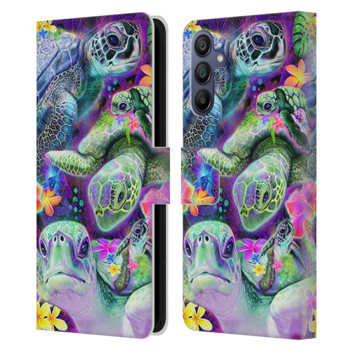 Sheena Pike Animals Daydream Sea Turtles & Flowers Leather Book Wallet Case Cover For Samsung Galaxy A15