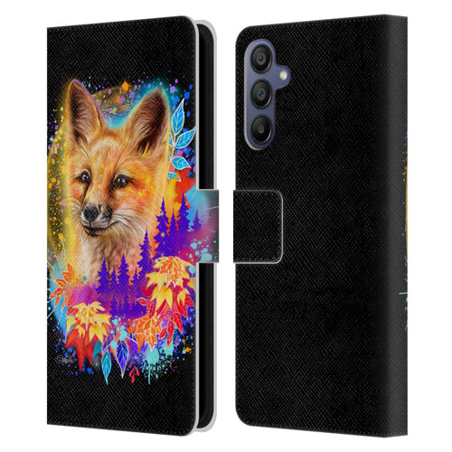 Sheena Pike Animals Red Fox Spirit & Autumn Leaves Leather Book Wallet Case Cover For Samsung Galaxy A15