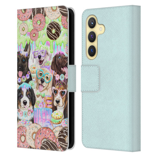 Sheena Pike Animals Puppy Dogs And Donuts Leather Book Wallet Case Cover For Samsung Galaxy S24 5G