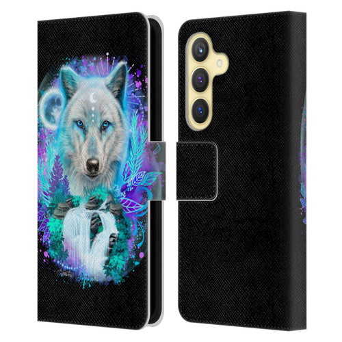 Sheena Pike Animals Winter Wolf Spirit & Waterfall Leather Book Wallet Case Cover For Samsung Galaxy S24 5G
