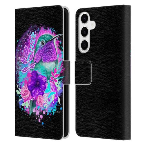 Sheena Pike Animals Purple Hummingbird Spirit Leather Book Wallet Case Cover For Samsung Galaxy S24+ 5G