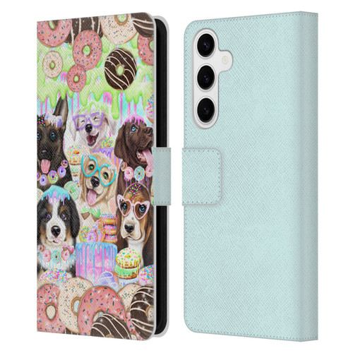 Sheena Pike Animals Puppy Dogs And Donuts Leather Book Wallet Case Cover For Samsung Galaxy S24+ 5G