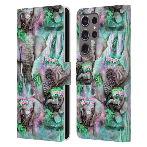 Sheena Pike Animals Daydream Elephants Lagoon Leather Book Wallet Case Cover For Samsung Galaxy S24 Ultra 5G