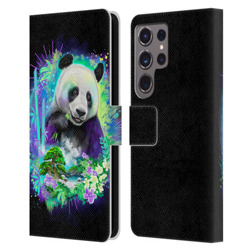 Sheena Pike Animals Rainbow Bamboo Panda Spirit Leather Book Wallet Case Cover For Samsung Galaxy S24 Ultra 5G