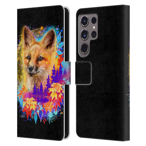 Sheena Pike Animals Red Fox Spirit & Autumn Leaves Leather Book Wallet Case Cover For Samsung Galaxy S24 Ultra 5G