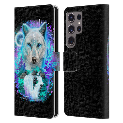Sheena Pike Animals Winter Wolf Spirit & Waterfall Leather Book Wallet Case Cover For Samsung Galaxy S24 Ultra 5G