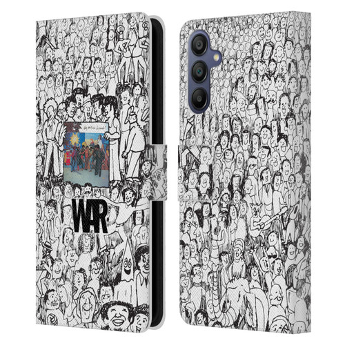 War Graphics Friends Doodle Art Leather Book Wallet Case Cover For Samsung Galaxy A15