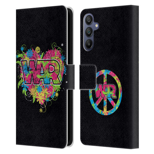 War Graphics Heart Logo Leather Book Wallet Case Cover For Samsung Galaxy A15