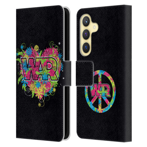 War Graphics Heart Logo Leather Book Wallet Case Cover For Samsung Galaxy S24 5G