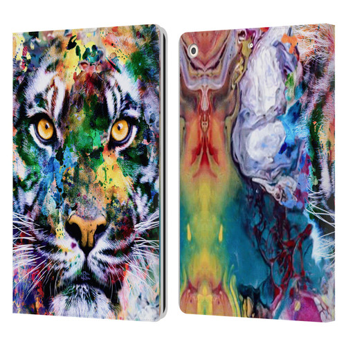 Riza Peker Animal Abstract Abstract Tiger Leather Book Wallet Case Cover For Apple iPad 10.2 2019/2020/2021