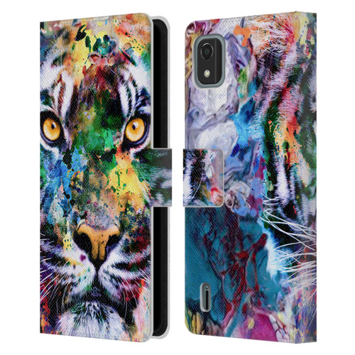 Riza Peker Animal Abstract Abstract Tiger Leather Book Wallet Case Cover For Nokia C2 2nd Edition