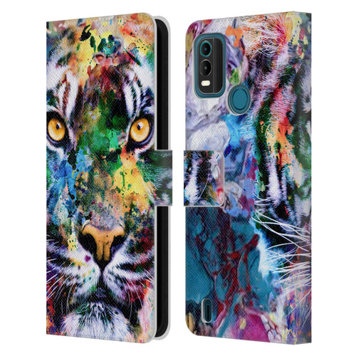 Riza Peker Animal Abstract Abstract Tiger Leather Book Wallet Case Cover For Nokia G11 Plus