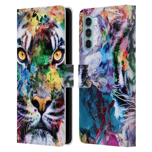 Riza Peker Animal Abstract Abstract Tiger Leather Book Wallet Case Cover For Motorola Edge S30 / Moto G200 5G