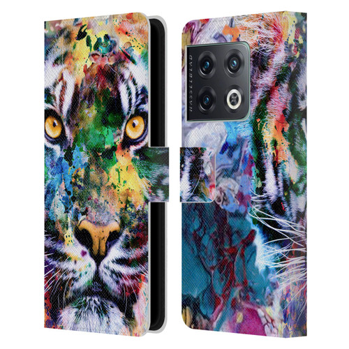 Riza Peker Animal Abstract Abstract Tiger Leather Book Wallet Case Cover For OnePlus 10 Pro