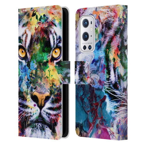 Riza Peker Animal Abstract Abstract Tiger Leather Book Wallet Case Cover For OnePlus 9 Pro