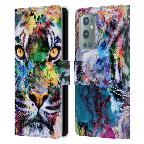 Riza Peker Animal Abstract Abstract Tiger Leather Book Wallet Case Cover For OnePlus 9
