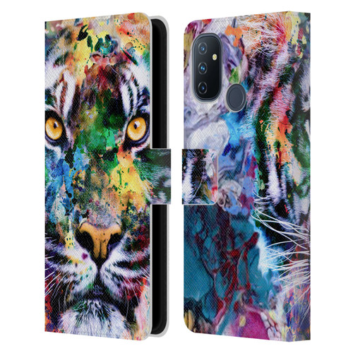 Riza Peker Animal Abstract Abstract Tiger Leather Book Wallet Case Cover For OnePlus Nord N100