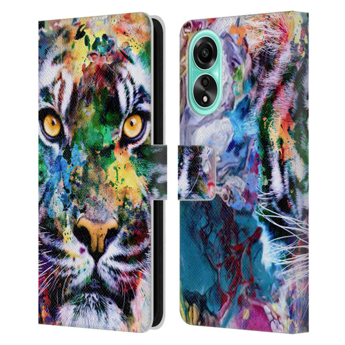 Riza Peker Animal Abstract Abstract Tiger Leather Book Wallet Case Cover For OPPO A78 5G