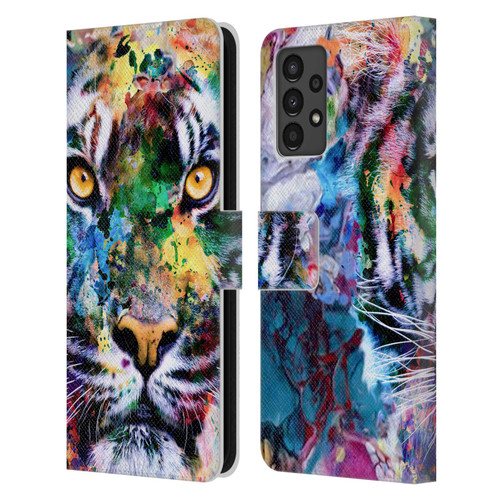Riza Peker Animal Abstract Abstract Tiger Leather Book Wallet Case Cover For Samsung Galaxy A13 (2022)