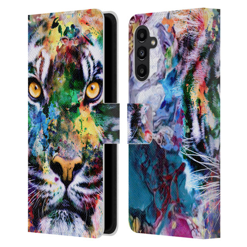 Riza Peker Animal Abstract Abstract Tiger Leather Book Wallet Case Cover For Samsung Galaxy A13 5G (2021)