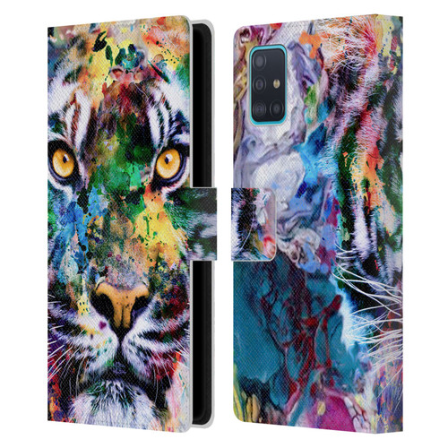 Riza Peker Animal Abstract Abstract Tiger Leather Book Wallet Case Cover For Samsung Galaxy A51 (2019)